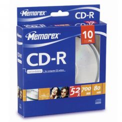 Disk CD-R Memorex 700MB, 52x, 10-cake