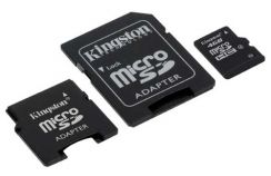 Paměťová karta Micro SDHC Kingston 4GB, Class 4 + 2 adaptéry SD, mini SD