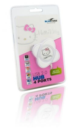 Hub USB Hello Kitty, design květina, bílý