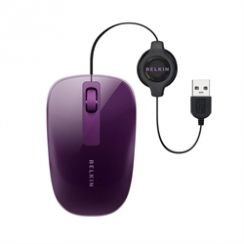 Myš Belkin Optická Comfort s navíjecím kabelem - fialová
