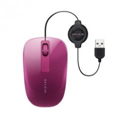 Myš Belkin Optická Comfort s navíjecím kabelem - růžová
