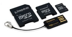 Paměťová karta Micro SDHC Kingston 16 GB + 2 adaptéry + microSD čtečka Gen2
