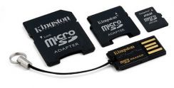 Paměťová karta Micro SD Kingston 2GB + 2 adaptéry + microSD čtečka Gen2