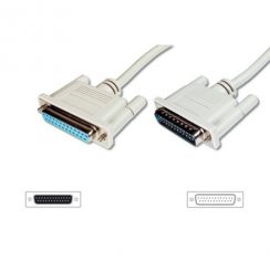 Adaptér Digitus Extension Cable, Serial DB25 M, DB25 F 2m, lisovaný