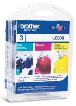 Cartridge Brother LC-980 sada inkoustů - červená, žlutá, modrá
