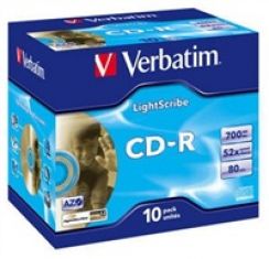 Disk CD-R (10-pack) VERBATIM Jewel/Lightscribe/DLP/52x/700MB