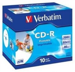 Disk CD-R (10-pack) VERBATIM Jewel/Printable/DLP/52x/700MB