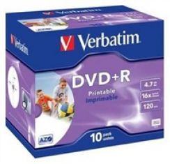 Disk DVD+R (10-pack) VERBATIM Printable/Jewel/16x/4.7GB
