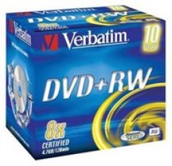 Disk DVD+RW (10-pack) VERBATIM Jewel/8x/DLP/4.7GB