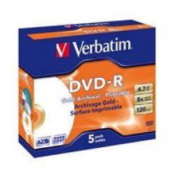 Disk DVD-R (5-pack) VERBATIM Archival Grade Photo Printable/Jewel/8x/4.7GB