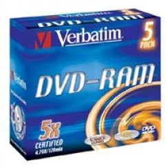 Disk DVD-RAM (5-pack) VERBATIM  4,7GB 5x Jewel  (non-cartridge)