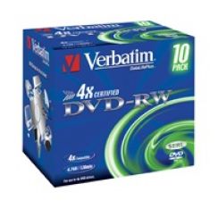 Disk DVD-RW (10-pack) VERBATIM Jewel/4x/DLP/4.7GB