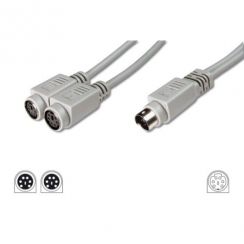 Kabel Digitus Y Adaptor Cable, PS/2 (MiniDIN6 M, 2 X MiniDIN6 F), 0,15m