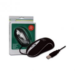 Myš Digitus, laser 800dpi, USB, černostříbrná, opryžovaná