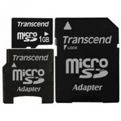 Paměťová karta TRANSCEND 1GB Micro SD (2 adaptéry) memory card