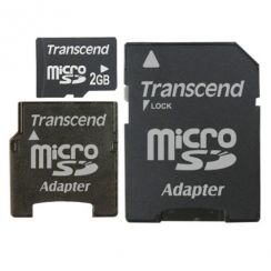 Paměťová karta TRANSCEND 2GB Micro SD (2 adaptéry) memory card