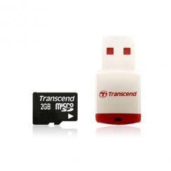 Paměťová karta TRANSCEND 2GB microSDHC with USB Card Reader, memory card