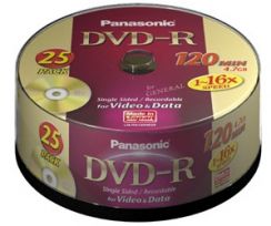Disk DVD-R Panasonic LM-RS120NE25, 16 rych., 120 min., 4,7GB, 25ks