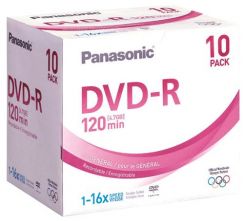 Disk DVD-R Panasonic LM-RF12NE10P, 16 rych., 120 min., 4,7GB, 10ks slim