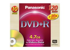 Disk DVD+R Panasonic LM-PR12NE10P, 16 rych., 120 min., 4,7GB, 10ks slim