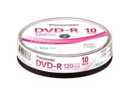 Disk DVD-R Panasonic LM-RS120NE10, 16 rych., 120 min., 4,7GB, 10ks spindl