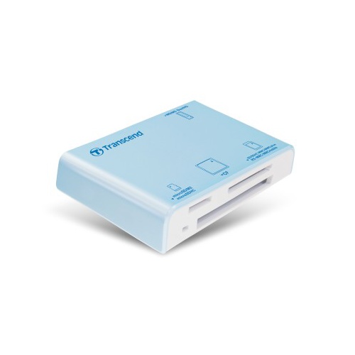 Čtečka karet TRANSCEND, světle modrá - SD,SDHC,microSD, microSDHC