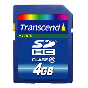 Paměťová karta TRANSCEND 4GB SDHC (SD 2.0 SPD Class 6) memory card