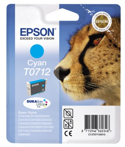 Cartridge EPSON (C13T07124010), modrá, pro D78/DX4000/4050/5000/5050/6000/50/7000F bez ochrany