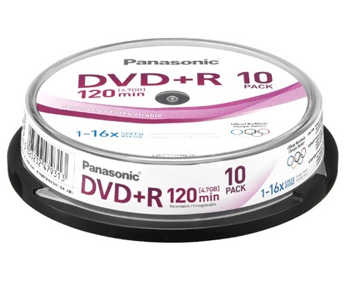 Disk DVD+R Panasonic LM-PS120NE10, 16 rych., 120 min., 4,7GB, 10ks spindl